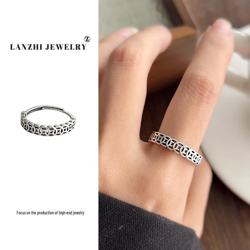 Тайское серебро Женское наборное кольцо - Серебро 925 пробы, Нишевый дизайн, Простые и универсальные украшения