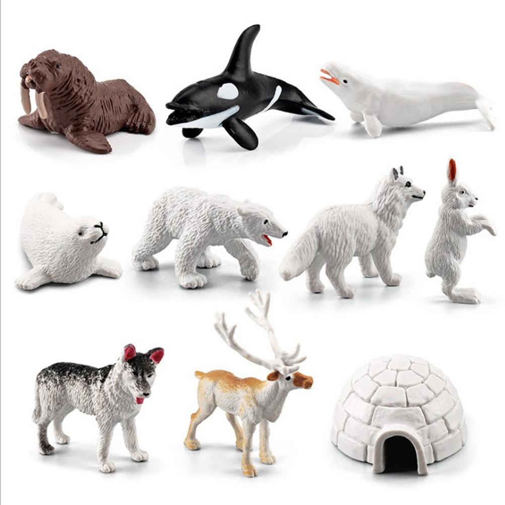 10Pcs Arctic Circle Ocean Sea Animal Figurines Set  Animal Learning Models Figures Christmas New Year Birthdays Gift