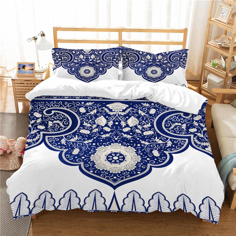 Bohemian Lotus King Queen Duvet Cover Boho Mandala Bedding Set For Kids Teens Adults Exotic Flowers 2/3pcs Polyester Quilt Cover