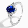 Trumium Real 925 Sterling Silver Peacock Blue Aquamarine Oval Circon Ring Party Помолвочные кольца Ювелирные изделия Подарки для женщин
