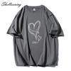 Shellsuning Kawaii футболки с принтом в виде сердца женские летние простые свободные футболки с круглым вырезом повседневные хлопковые женские топы на мягкой основе