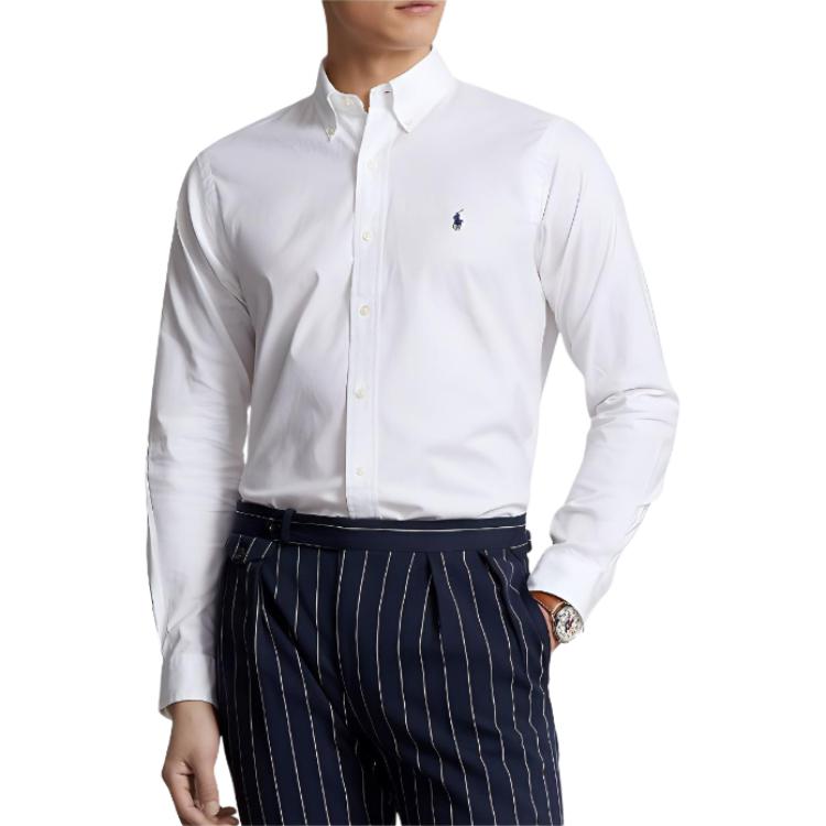 Polo Ralph Lauren Рубашки Мужские Белые С Острым Воротником Умеренный Другое 710791844-001
