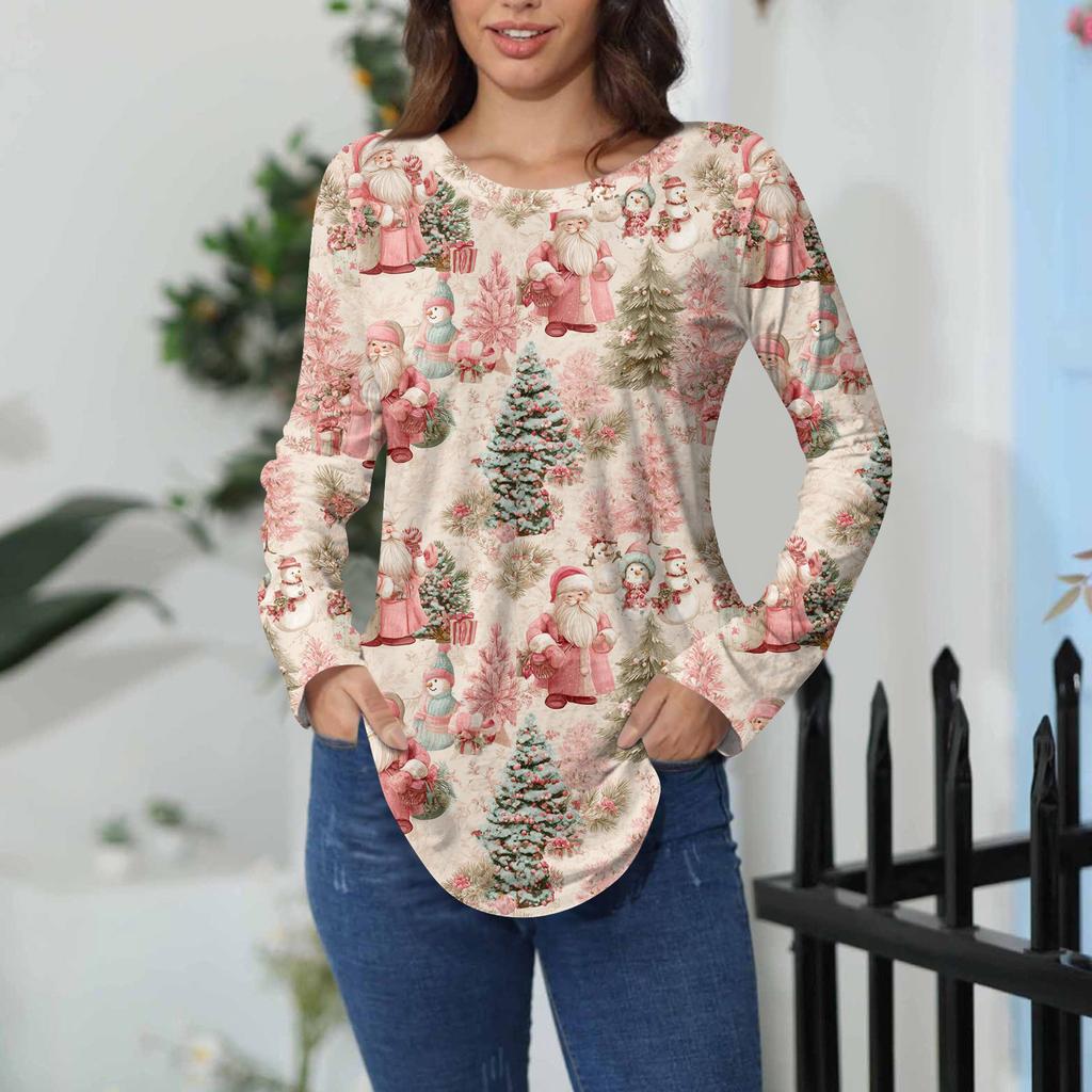 Tee Shirts For Women Fall Casual Long Sleeve Shirts Sweatshirt Vintage Graphic Printing Top Pullover Valentine's Day