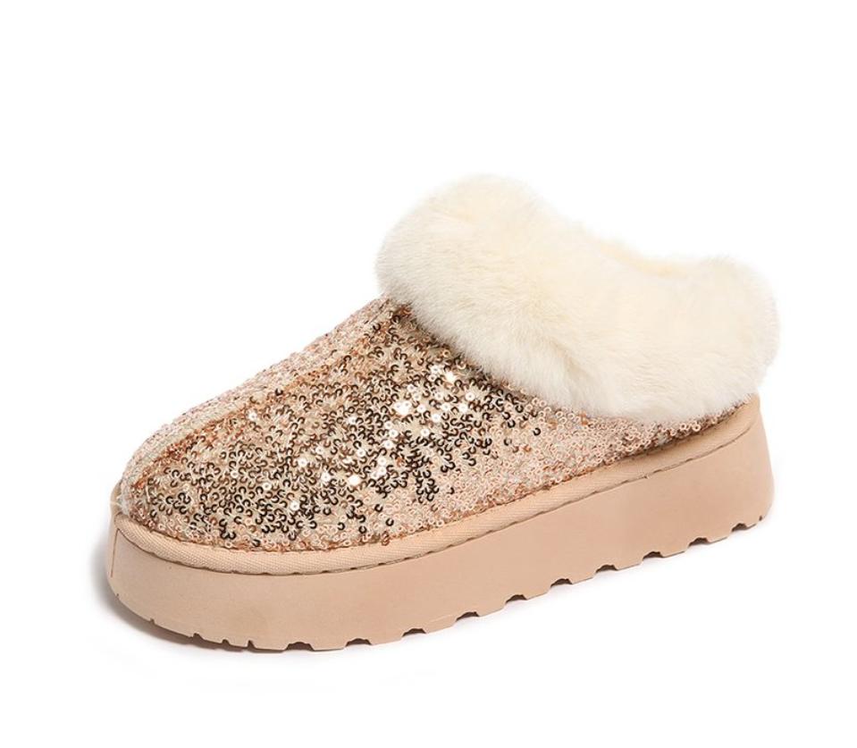 Зимние ботинки для женщин, новинка 2024 года, зимняя кашемировая теплая толстая подошва, без волос, полутапочки на каблуке, хлопковая женская обувь