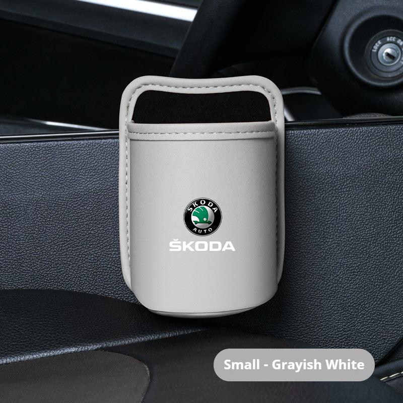 HQKI8 Car Door Storage Box Seat Hanging Trash Can Trash Can Car Interior Accessories For Skoda Octavia Superb Rapid Kodiaya Kroya