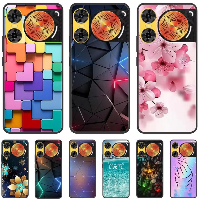 For ZTE Nubia Music 2 Case 2025 Soft Black Silicone Bumper Butterfly Painted Phone Cover for Nubia Music2 Cases Fundas Capa