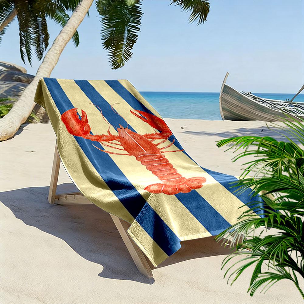 Lobster Striped Beach Towel A must-have beach towel for beach travel