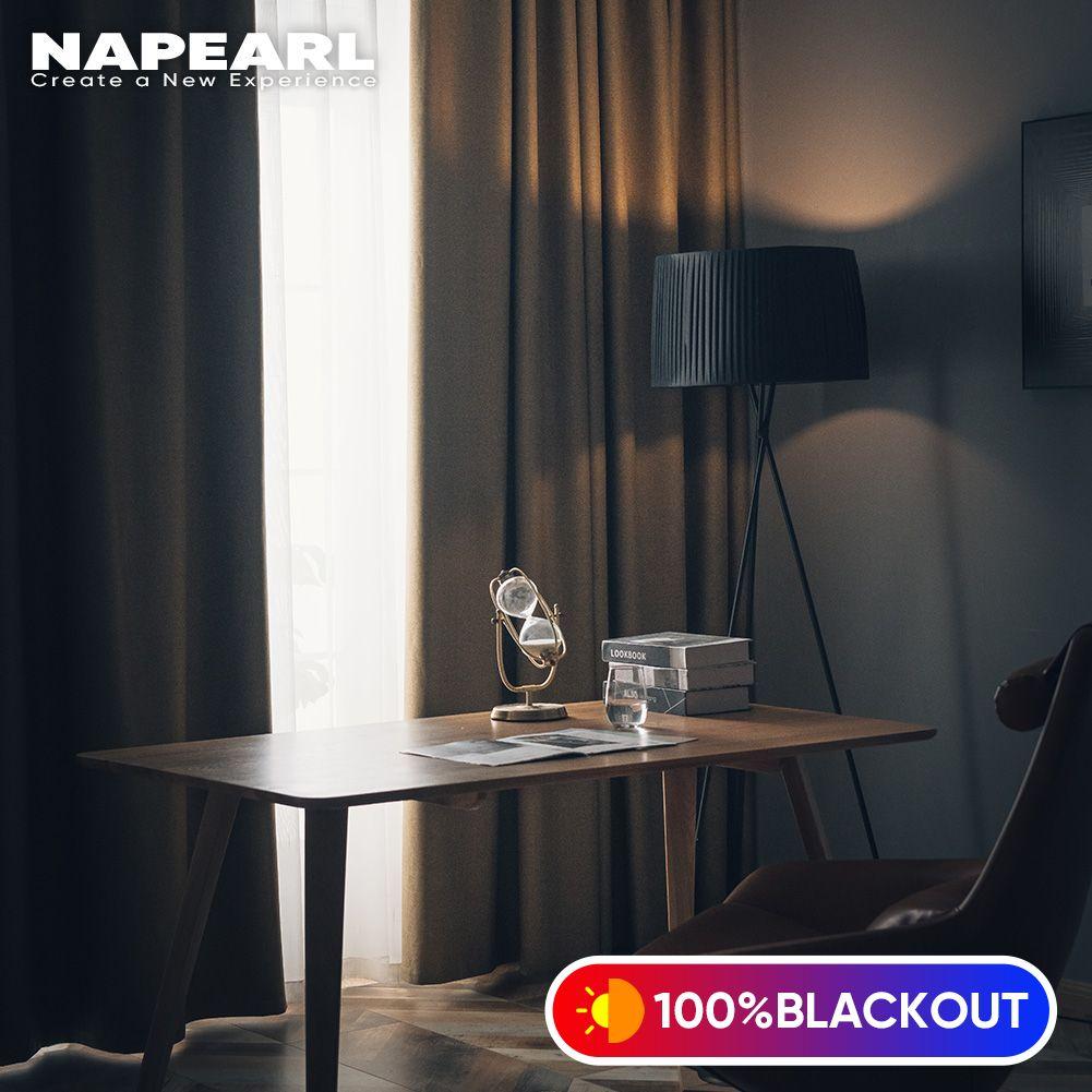 1 шт. NAPEARL 100% затемняющие однотонные льняные занавески для спальни, современные шторы кольцевого типа, занавески для гостиной, домашний декор