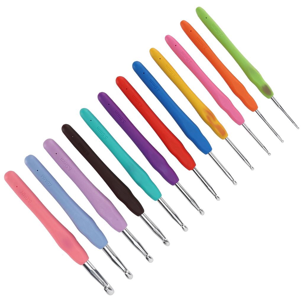 12 шт. Крючки для вязания Спицы Мягкая резиновая ручка Разные размеры Набор спиц для вязания для начинающих Опытных