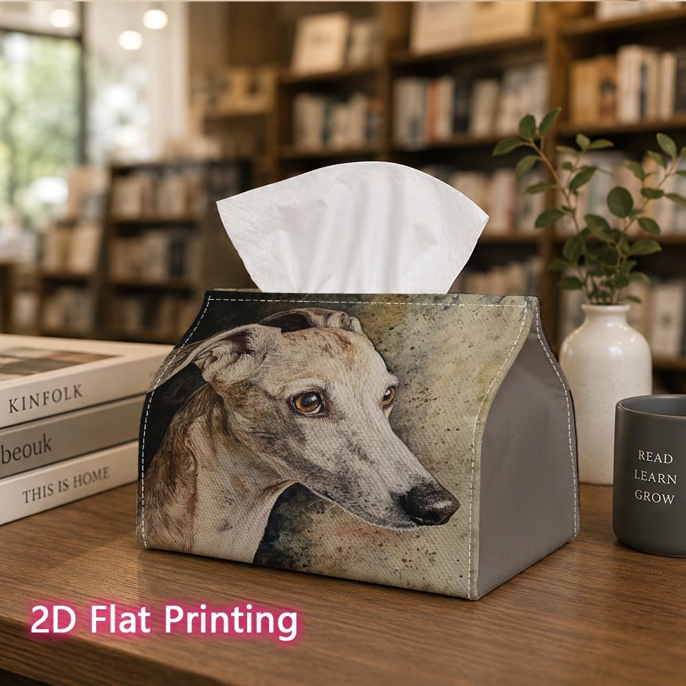 1pc, 2D Flat Printing, Greyhound Portrait Pattern Tissue Box, Suitable for Vacation Home Decoration, Kitchen, Living Room, Car Holiday Dispenser, Idea