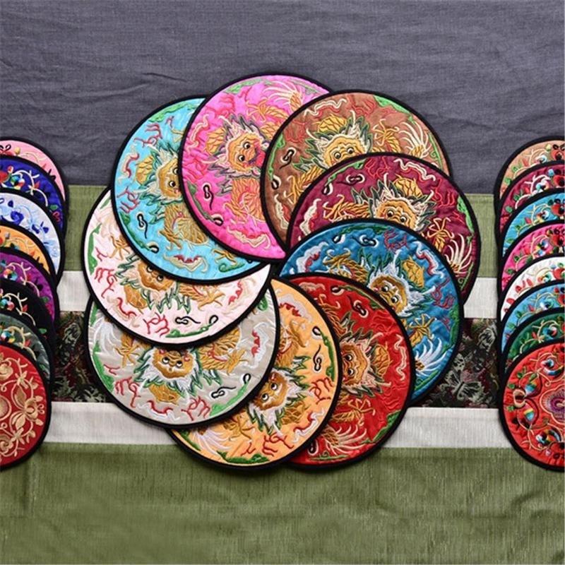 1PC Oriental Style Embroidery Cloth Mug Cup Coasters Table Decoration Restaurant Cafe Supplies