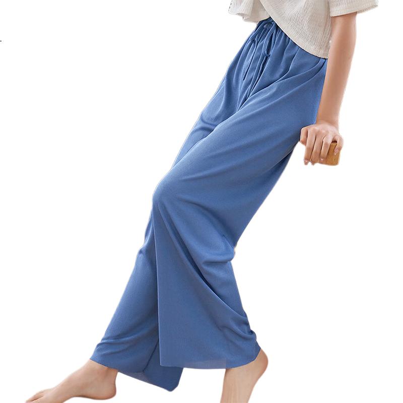 LangSha Women's Ice Silk Ultra-Thin Cooling Simple Sleep Pants, Plus Size