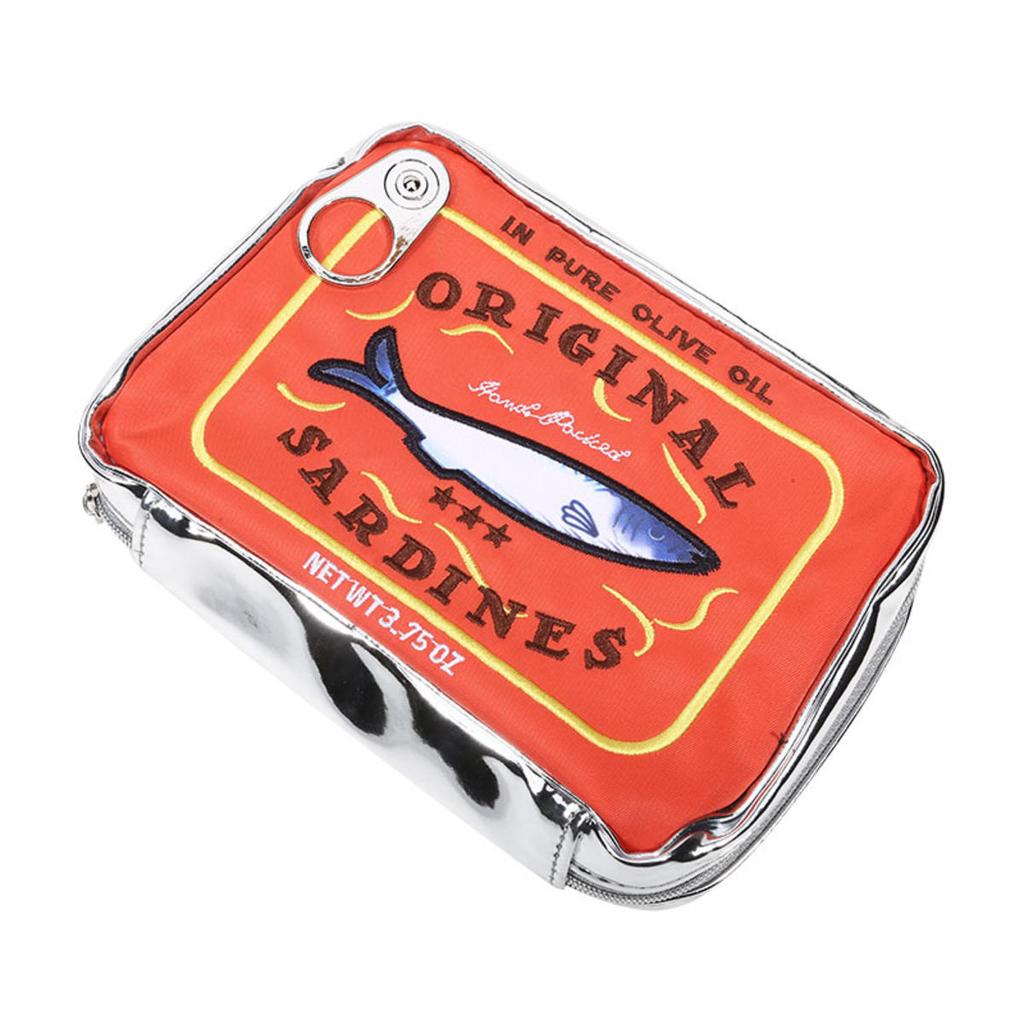 Funny Canned Sardines Makeup Bag for Lipstick Powder Hand Cream Creative Cosmetic Bag Travel Portable Zipper Bag