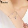 BAMOER Romantic New 925 Sterling Silver Sweet Heart Pink CZ Double Layers Bracelets