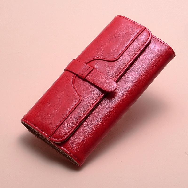 Женский длинный кошелек-клатч на шнурке из вощеной кожи, держатель для монет и карт