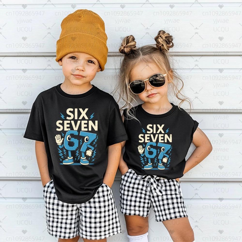 Fashion Men and Women's T-shirt 6 7 Print T-shirt Loose Short Sleeve Tops Summer Casual Round Neck Kids Tees Clothing