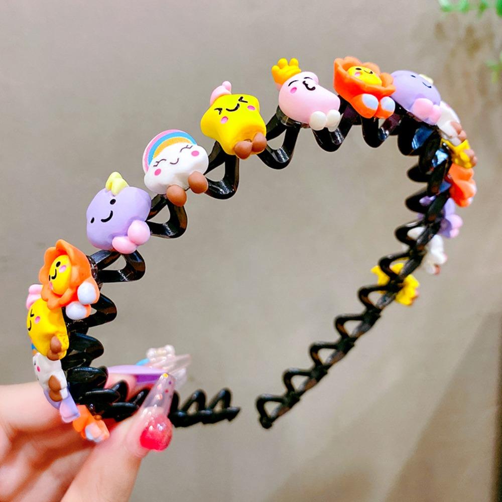 Braided Double Bangs Hairpin Hairband Colorful Flower Kids Teeth Headband  Headwear