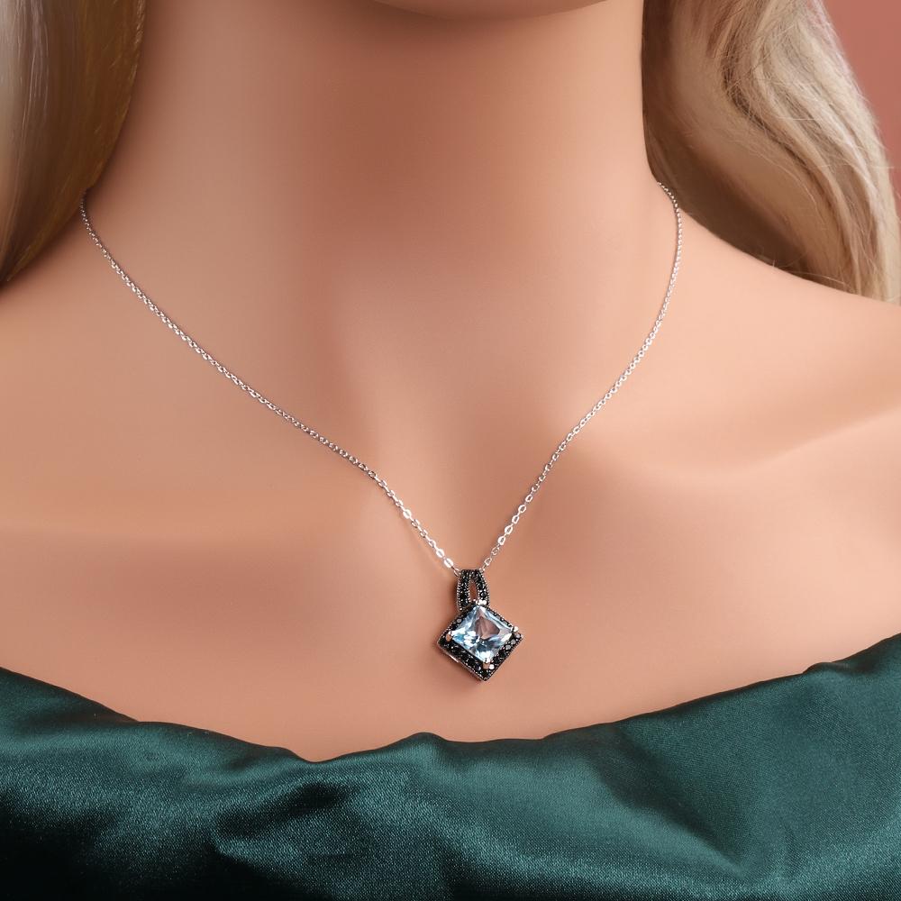 Комплект из серебра 925 пробы: кольцо, серьги, подвеска, ожерелье с натуральным небесно-голубым топазом, набор изящных ювелирных изделий для женщин для повседневной носки и вечеринок