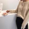 Женский короткий свободный кардиган из 100% чистой шерсти – С круглым вырезом, с длинным рукавом, трикотажный свитер из кашемира