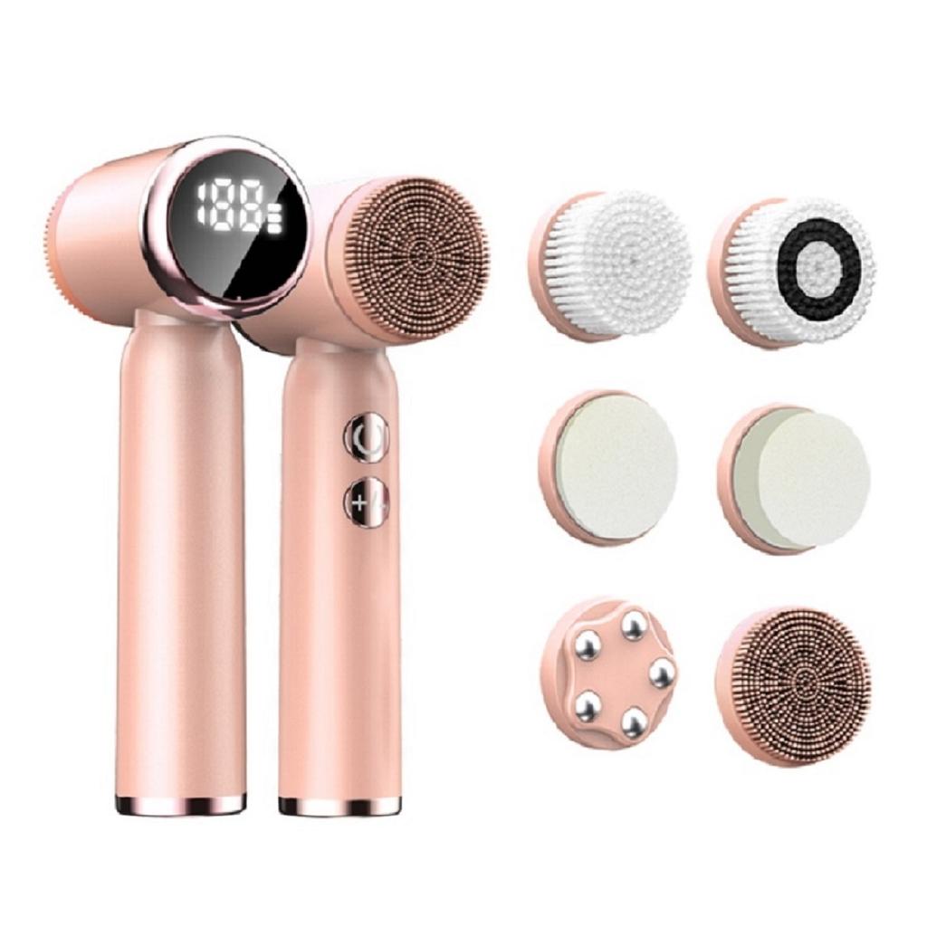 6 In 1 Electric Face Scrubber Facial Spin Rechargable Face Scrubber, Oily Dry Sensitive Skin Women & Men for Deep Cleansing