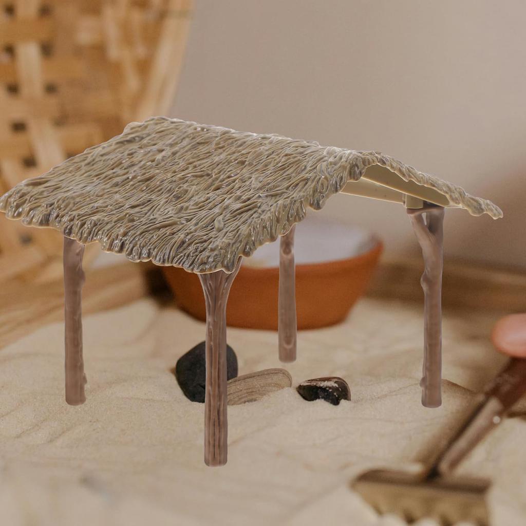 UPKOCH Миниатюрные аксессуары для сказочного сада, Миниатюрная фигурка деревенской хижины, Коттедж, Миниатюрный коттедж с соломенной крышей, Съемный сарай из соломы для микро