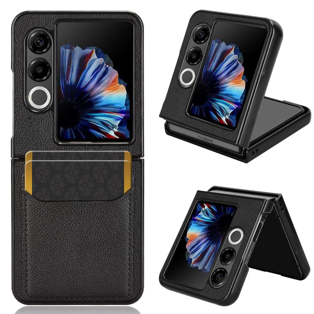 Для ZTE nubia Flip2 5G A404ZT Чехол Держатель для карт Кожа с текстурой личи + ПК Чехол для складного телефона