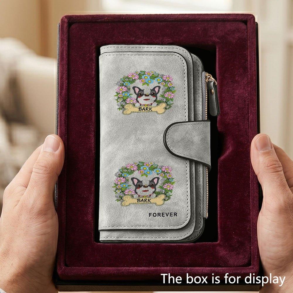 Unique French Bulldog Floral Pattern BARK Men's Large Capacity Wallet with Business Card Slot and Cash Pocket, Suitable for Formal Occasions and
