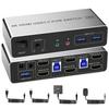 HDMI KVM-переключатель SW220 2PC, переключение двух дисплеев, 2 экрана, дисплей 4K 60 Гц HDMI KVM-переключатель-концентратор HDMI 2 входа 2 выхода, общий переключатель, селектор 3USB