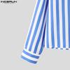 INCERUN Plus Size Men Casual Lapel Neck Long Sleeve Striped Loose Office Shirts