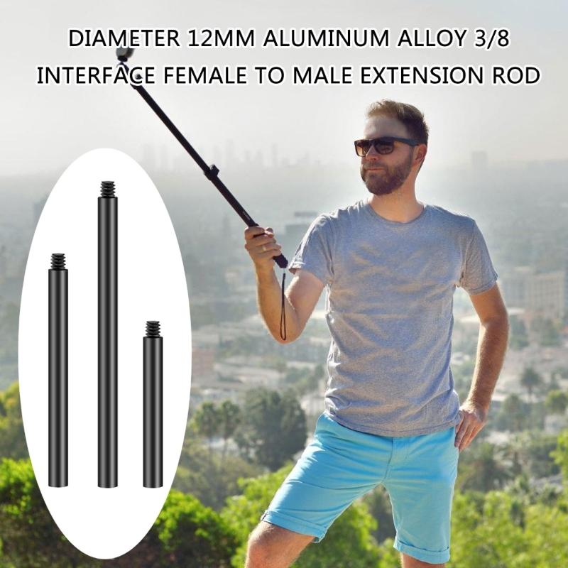 100mm/150mm/200mm 3/8 Screw Interfaces Extender Bar 12mm Diameter Connection Extension Rod for Camera Tripods