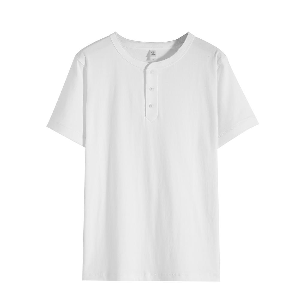 Мужская футболка хенли с коротким рукавом, тяжелая, на каждый день