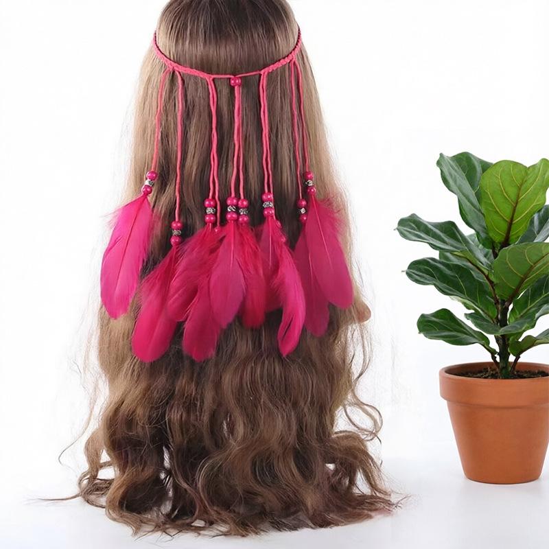 Bohemian Feather Tassel Unisex Hairband Halloween Party Stage Performance Indian Ethnic-Style Wedding Headpiece