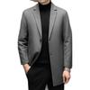 Осенне-зимнее мужское шерстяное пальто в стиле business casual, однотонное, средней и большой длины, с воротником-стойкой, двустороннее