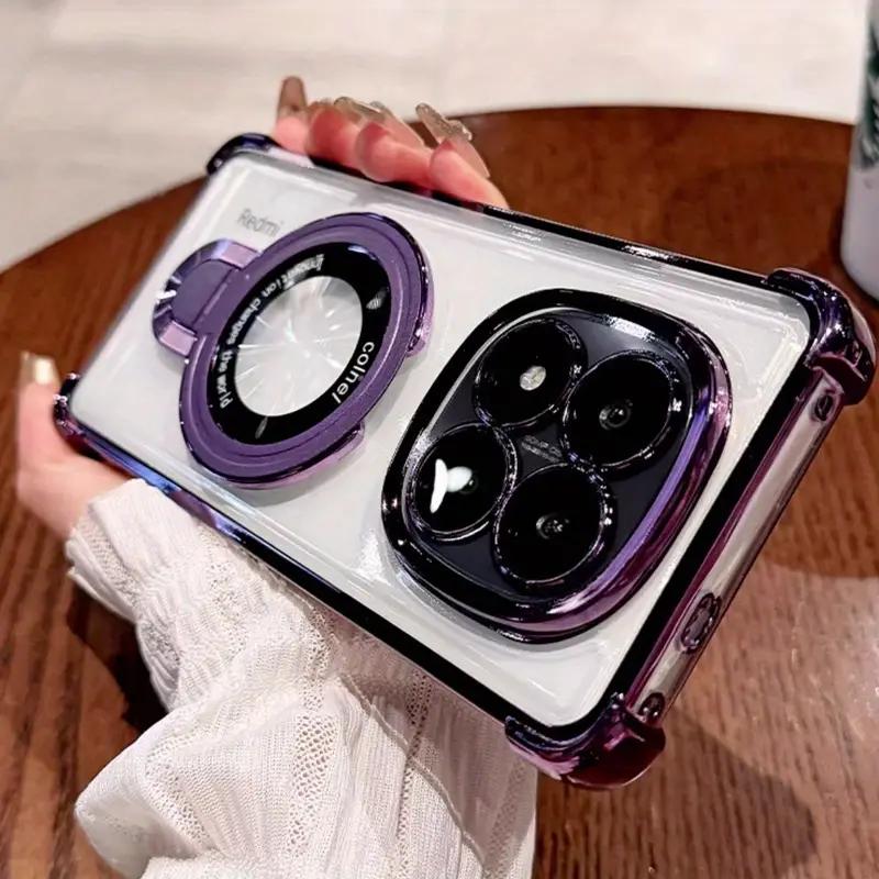 Прозрачный противоударный магнитный чехол-подставка для телефона Xiaomi Poco X7 X6 F7 Pro M6 F6 F3 X5 X3 POCO C65 C75 C71 силиконовый чехол