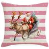 1pc Pink Christmas Cushion Cover  Snowman Deer Pine Printed Washable Cover for Home Ornament Xmas New Year Christmas Decoration