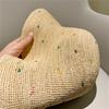 Ins Chic Summer Colored Square Stitching Decorat Natural Raffia Grass Sunshade Lady Bucket Cap Women Leisure Hat