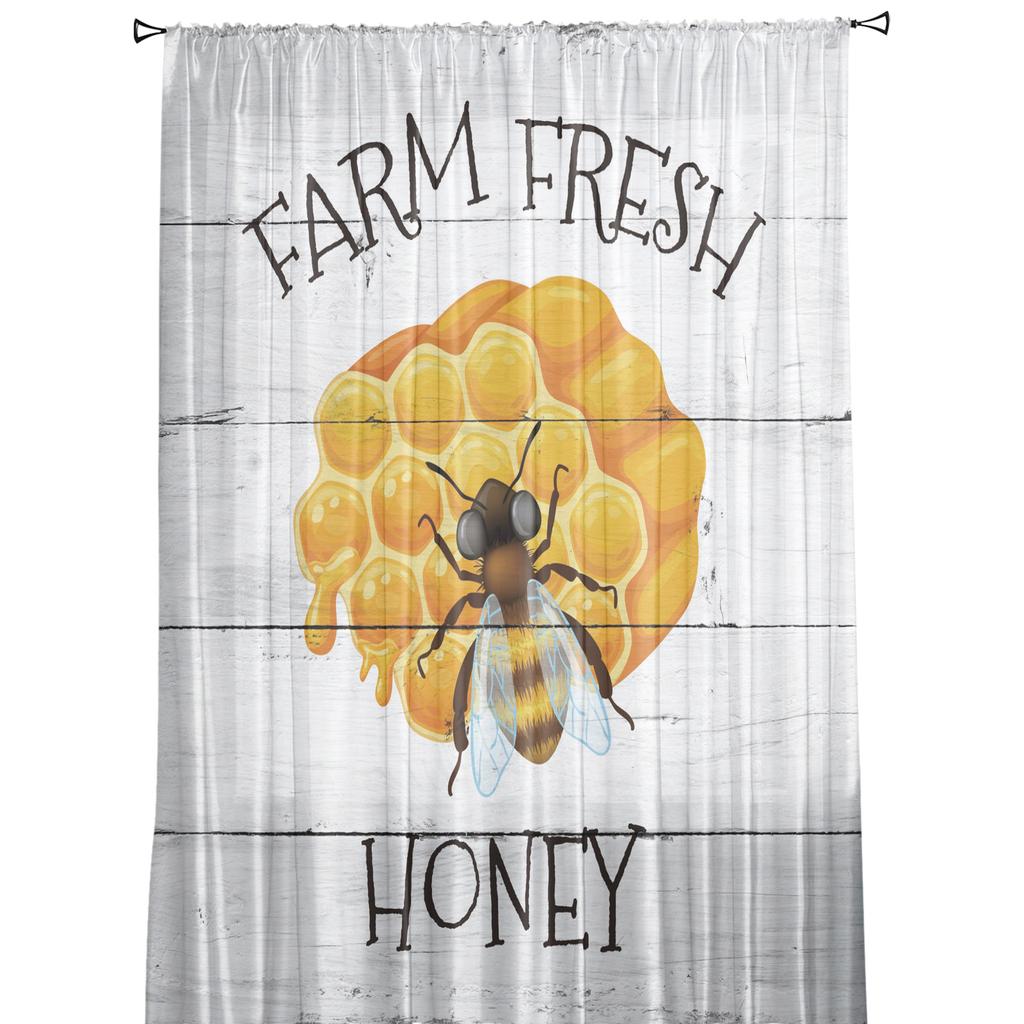 Farm Bee Honey Hive Modern Curtain For Living Room Transparent Tulle Curtains Window Sheer For The Bedroom Accessories Decor