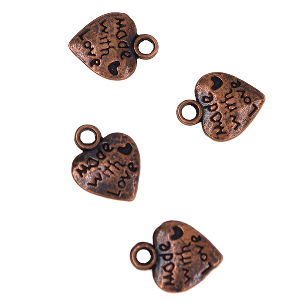 100 шт. СДЕЛАНО С ЛЮБОВЬЮ Подвески в форме сердца для изготовления ювелирных изделий своими руками