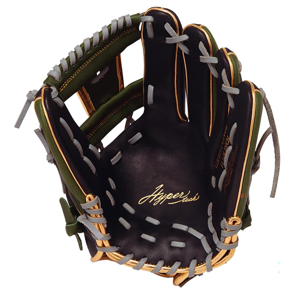 Rawlings HYPER TECH COLOR SYNC Мягкая бейсбольная перчатка для инфилдеров, GR6HTCN62, Черный/Средне-зеленый, 11,25 дюйма, Для правши