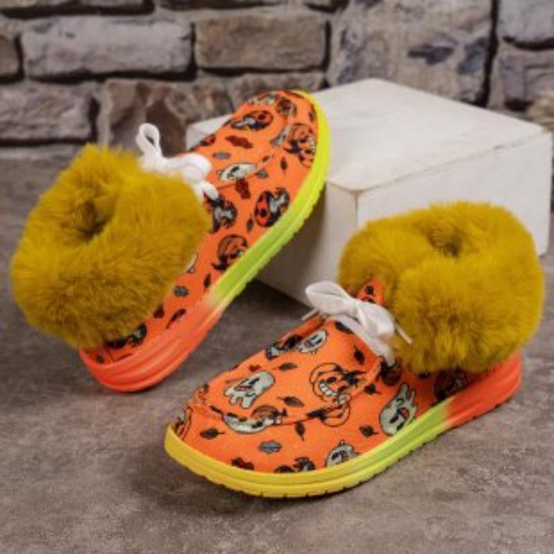 New large size cotton shoes women's snowflake Santa Claus flat casual shoes autumn and winter single shoes