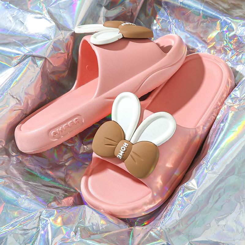 Женские летние тапочки для дома с бантом, однотонные, повседневные, мягкие, с плоской подошвой, нескользящие, тапочки для ванной комнаты 36-41