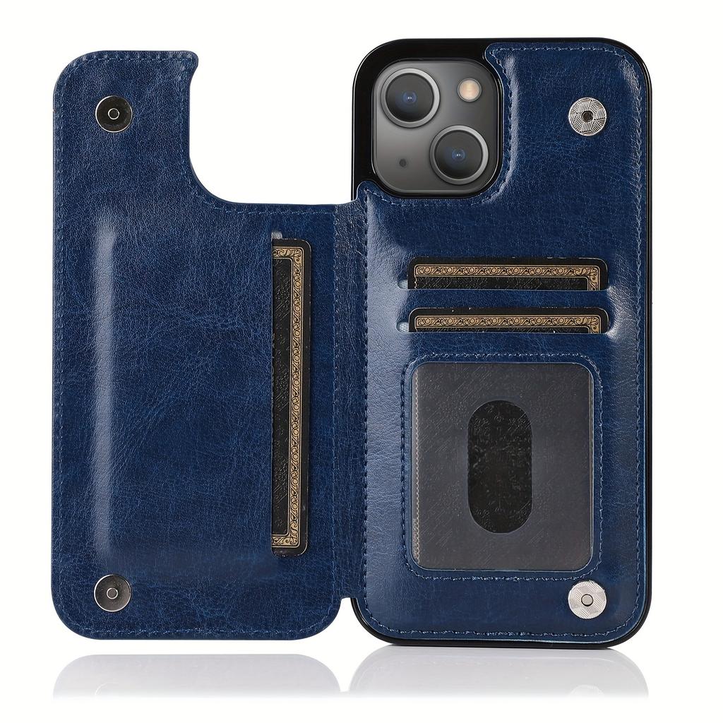 Чехол для телефона-кошелька с держателем для карт, чехол с подставкой для карт из искусственной кожи, двойной магнитной застежкой и прочным противоударным чехлом, для IPhone