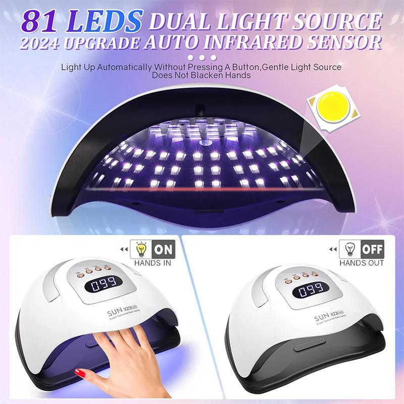 380W UV LED Nail Lamp 81LEDS Big Power Nail Lamp For Fast Curing All Gel Professional Nail UV Gel Drying Machine Salon Tools