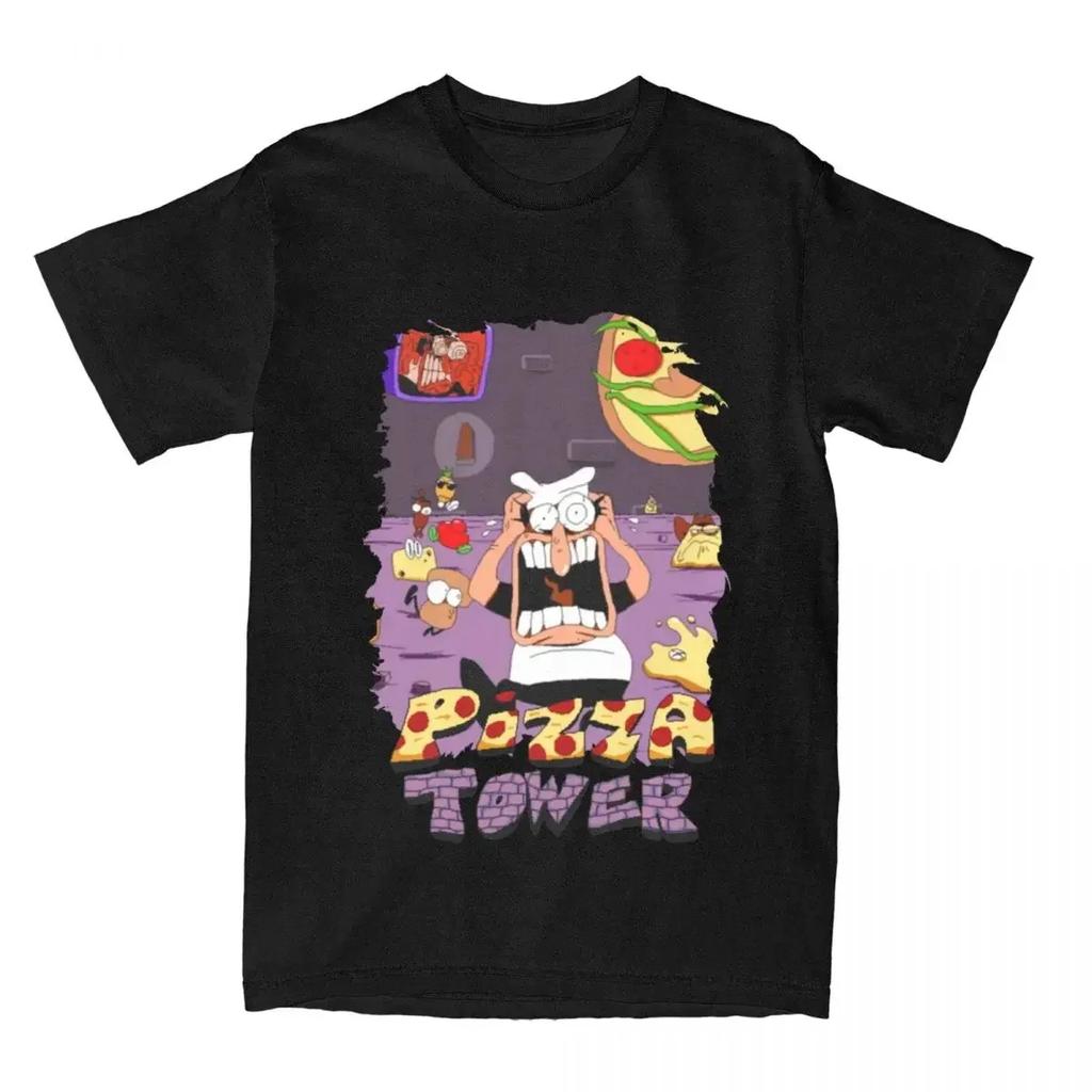 Pizza Tower T-Shirt Men Women Plus O-Neck Overd Streetwear Harajuku Daily Casual Vintage Unisex Tees#Color