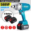 2000N.M Cordless Electric Impact Wrench 3/4 Inch Socket Power Tools 588Vf Li Battery +LED Light Adapt To Makita 18V Battery