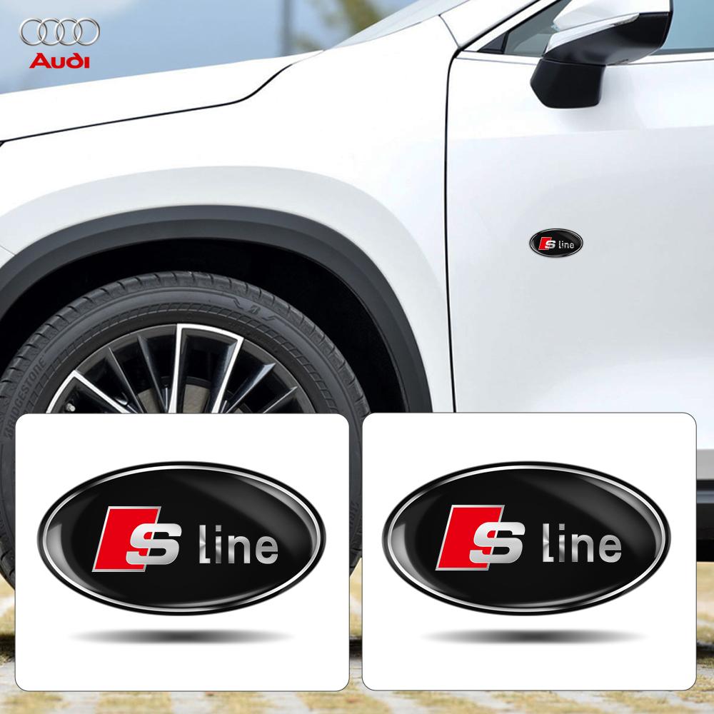 Aluminum Car Oval Badge Body Trunk Decal Sticker Cover Decoration Auto Accessories For new Sline TT A4 A5 A6 A7 A8 8P RS Q6 Q8