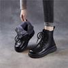 Wool And Plush Thick Soled Warm Genuine Leather Short Boots British Style Lace-up Women's Shoes