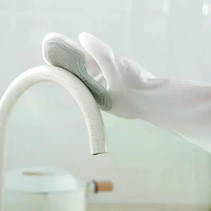 Перчатки для уборки дома Прачечные Водонепроницаемые Пластиковые Кожаные Бытовые Для уборки Нескользящие Прочные Кухонные Для мытья посуды