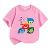 Kids Boys Girls 100% Cotton Crew Neck Short Sleeve T-Shirt, Cute Cartoon Emotion Characters Printed Casual Soft Breathable Tee for Daily Playwear Summ