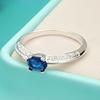 925 Sterling Silver Blue Zircon 7-10 # Ring For Women Lady Wedding Party Fashion Charm Jewelry